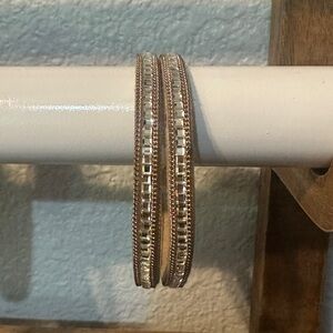 Brown cuff bracelet with crystal rhinestones